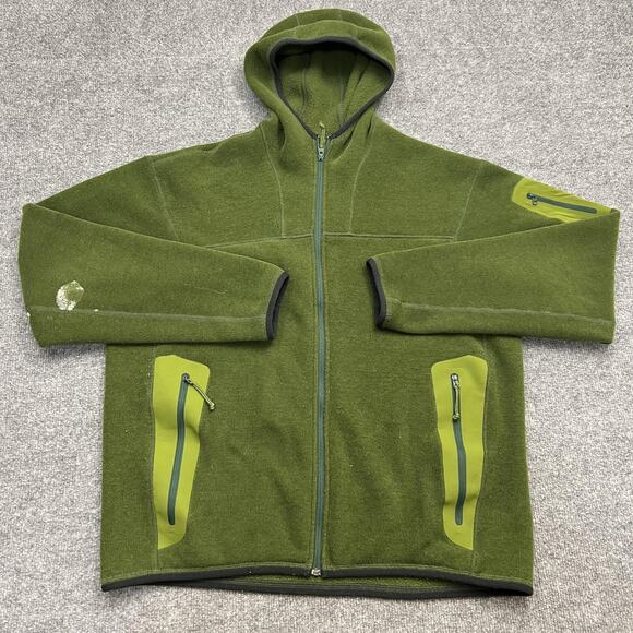 Arc'teryx Covert Hooded Jacket Mens Large Green Full Zip Fleece Outdoor Layer - Picture 1 of 9